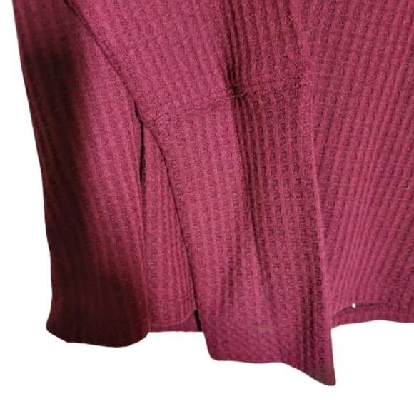 NWOT Bobeau waffle burgundy cowl neck raglant sleeve - Picture 3 of 6